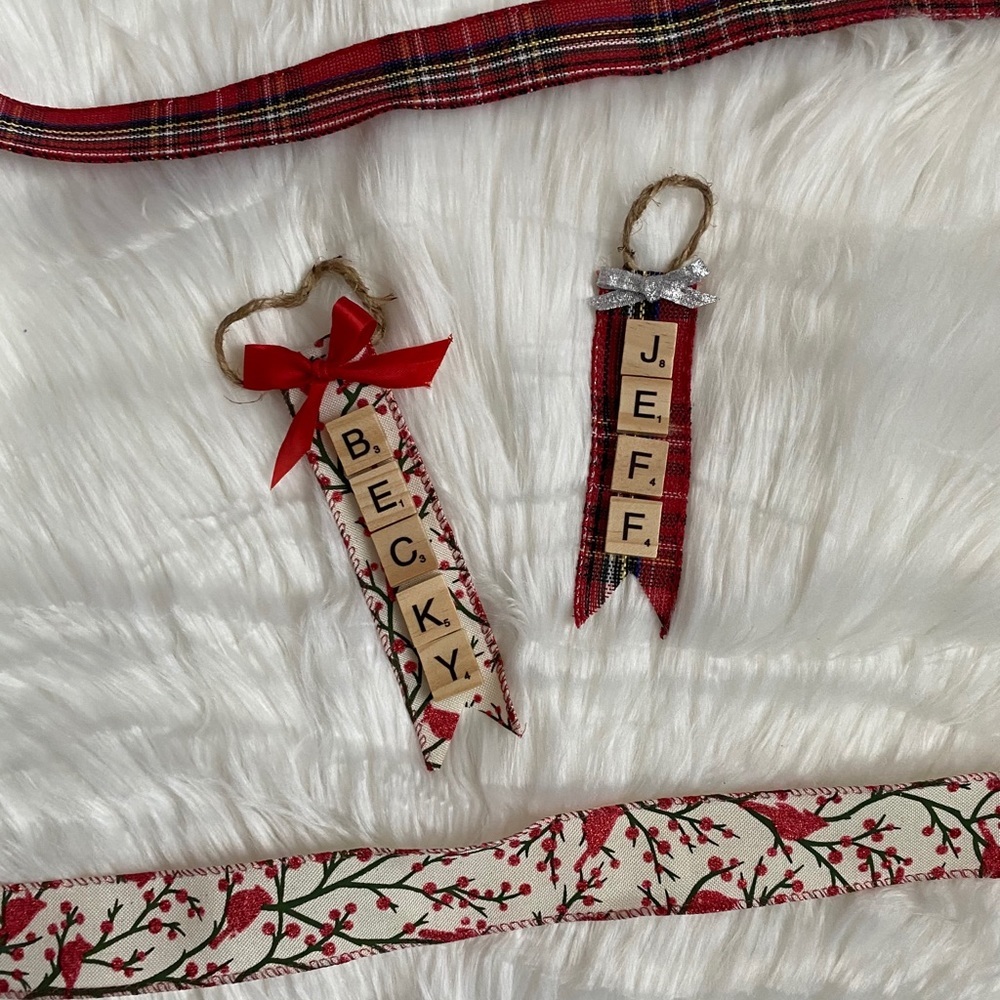 Customized scrabble letter Christmas tree ornament